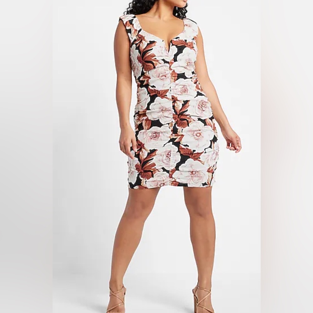 Express Linen-Blend V-Bar Mini Dress